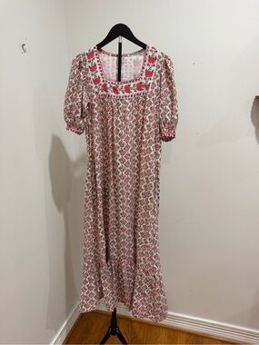 Pink City Prints Evelyn Floral Maxi Dress Pink Green Size Small
